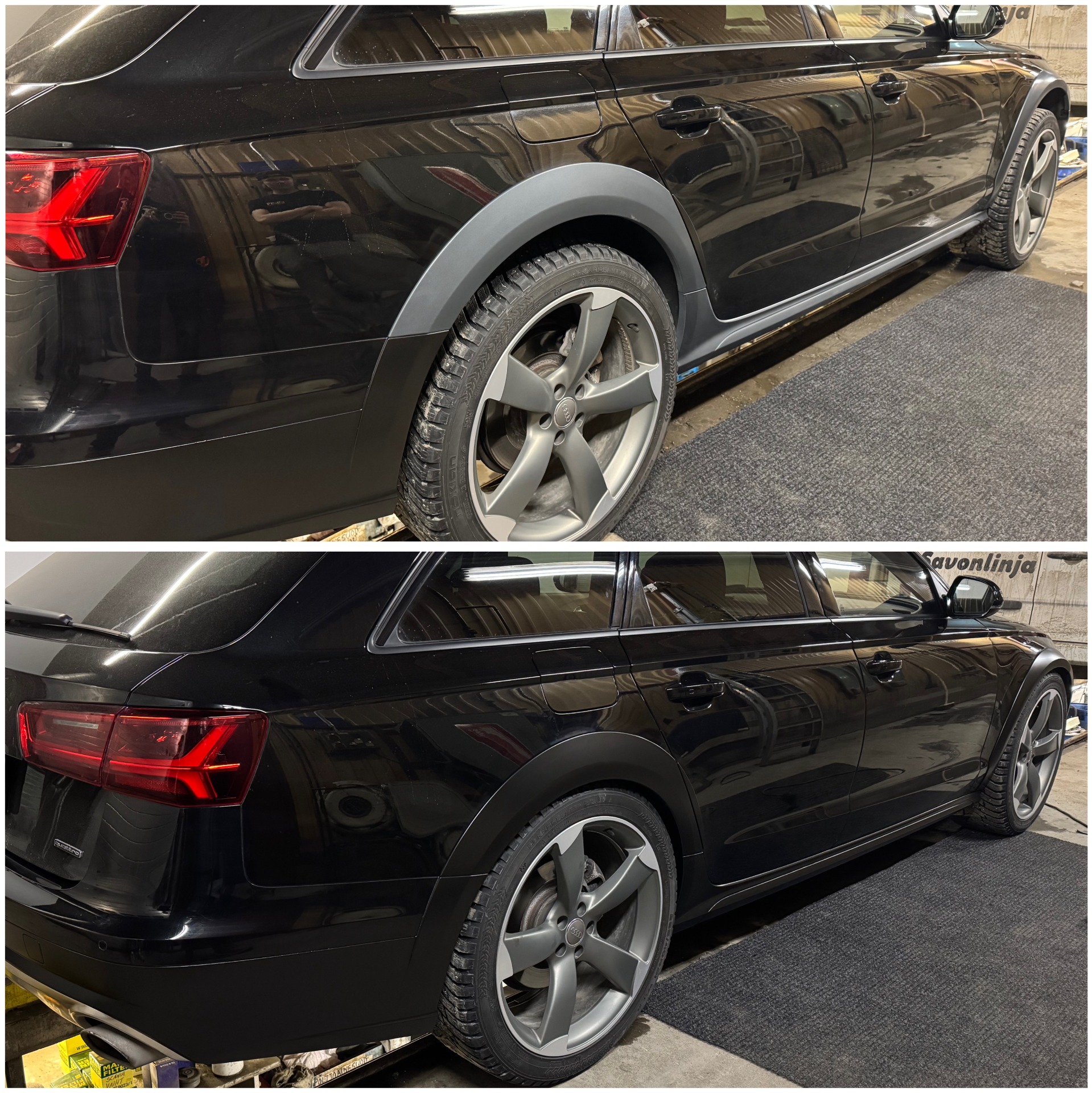 Audi A6 Allroad Muovikaarien teippaus satiinimustalla